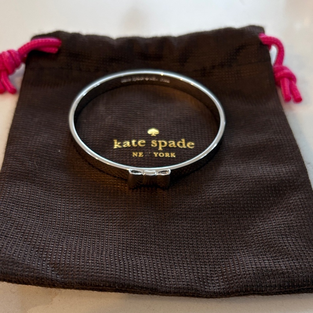 Kate Spade Metallic Silver Bow Bracelet